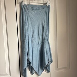 Gap asymmetrical light blue denim midi skirt